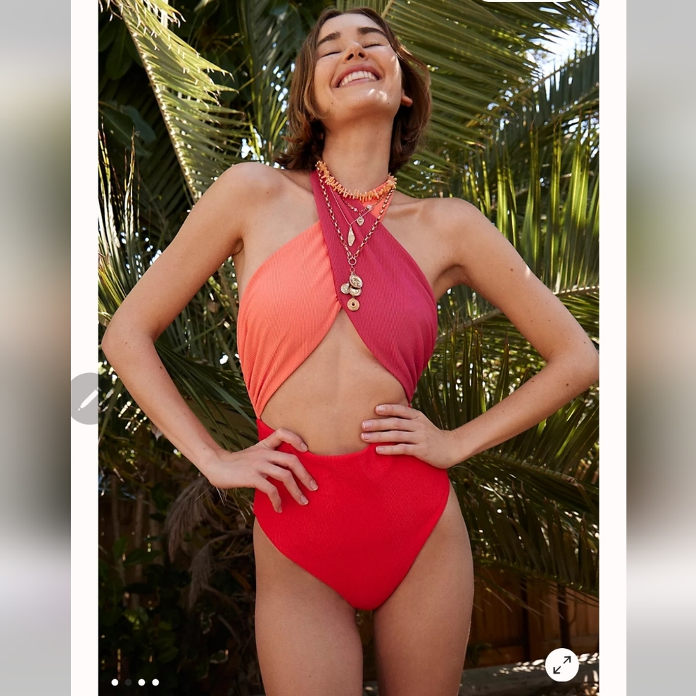 Beach Riot Pink and Red One Piece Swimsuit